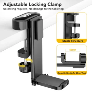 Colgador de Auriculares de Escritorio 4 en 1: Soporte Giratorio, Abrazadera para Portavasos y Almacenamiento Desmontable - Organizador de Escritorio Multifuncional - Imagen 5