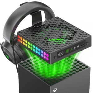 Ventilador de Refrigeración RGB para Xbox Series X - Sistema de Enfriamiento con Filtro de Polvo, Controlador y Soporte para Auriculares - Imagen 1