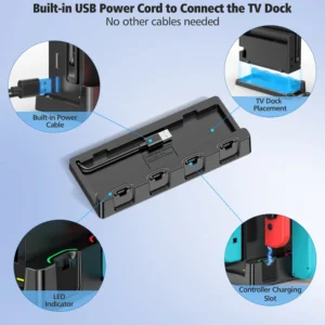 Estación de Carga para Joy-Con de Nintendo Switch: Carga Rápida para Hasta 4 Controladores, Compatible con Switch y Switch OLED - Imagen 4