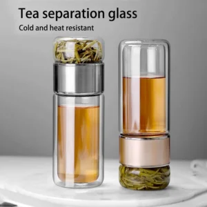 Botella de Agua de Vidrio de Borosilicato Doble Capa: Infusor para Té con Filtro - Imagen 1