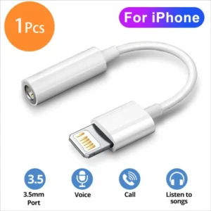 Adaptador iOS Lightning a Conector Auxiliar de 3.5mm para iPhone - Adaptador Auriculares iPhone - Imagen 1