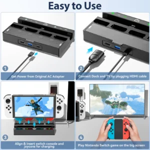 Estación de Acoplamiento 4K HDMI para Nintendo Switch - Base Portátil OLED con Cargador de Controlador - Imagen 5