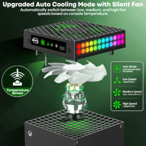 Ventilador de Refrigeración RGB para Xbox Series X - Sistema de Enfriamiento con Filtro de Polvo, Controlador y Soporte para Auriculares - Imagen 3