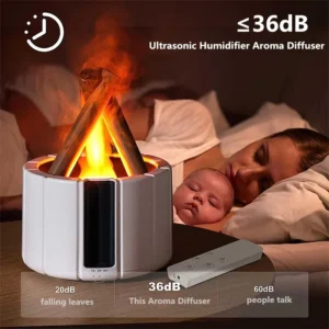 Lámpara Fogata de Aromaterapia - Humidificador de Aire Ultrasónico con Luz LED y Control Remoto - Imagen 5