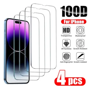 Protector de Pantalla de Vidrio Templado Completo para iPhone 11, 12, 13, 14, 15 Pro Max y Plus - Pack de 4 Unidades - Imagen 1