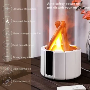 Lámpara Fogata de Aromaterapia - Humidificador de Aire Ultrasónico con Luz LED y Control Remoto - Imagen 4