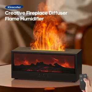 Humidificador de Aire Chimenea - Difusor de Aceites Esenciales de 150ml con Apagado Automático, Luz LED, Control Remoto y Función de Aromaterapia - Imagen 1