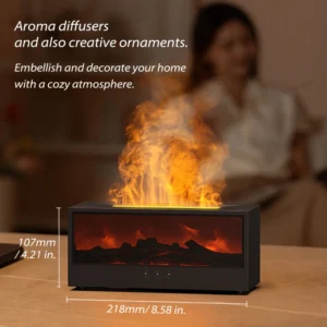 Humidificador de Aire Chimenea - Difusor de Aceites Esenciales de 150ml con Apagado Automático, Luz LED, Control Remoto y Función de Aromaterapia - Imagen 2